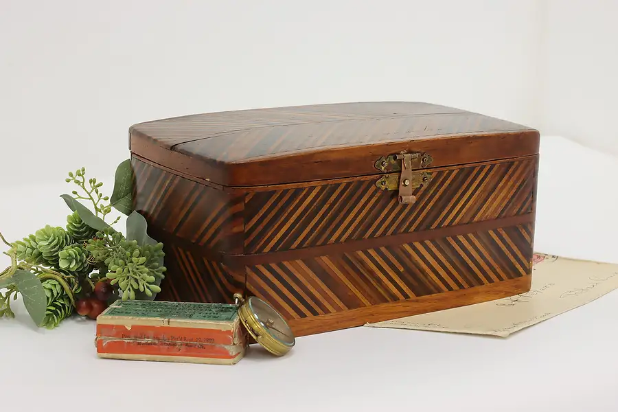 Main image of Herringbone Mosaic Antique Oak & Maple Keepsake Jewelry Box