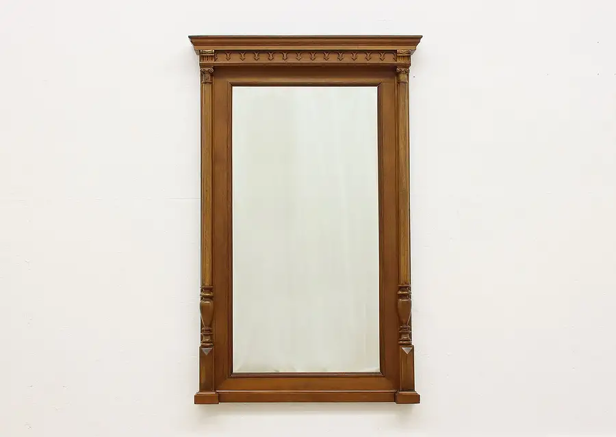 Main image of Victorian Antique Carved Walnut Hall or Mantel Mirror 64"