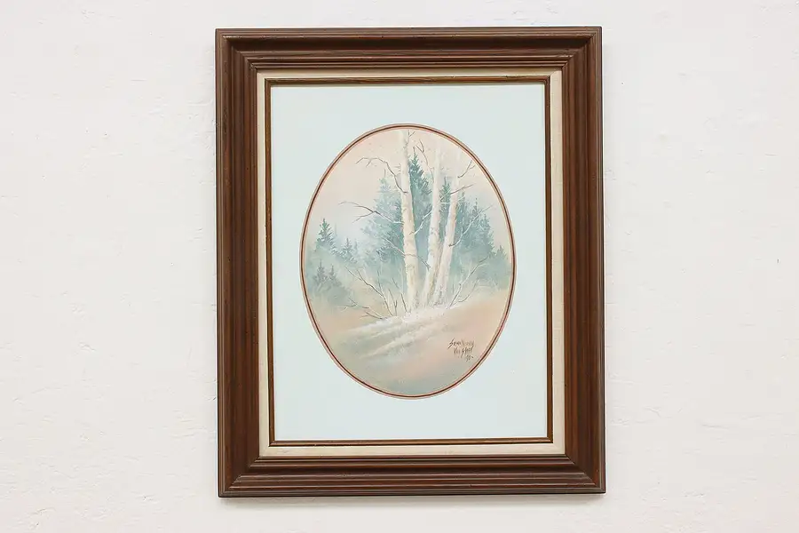 Main image of Snowy Birch Forest Original Watercolor Painting, Sleet 23"