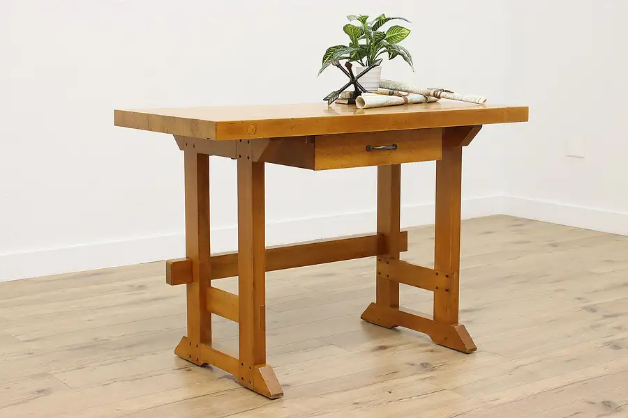 Main image of Farmhouse Vintage Maple Workbench Kitchen Island or Desk