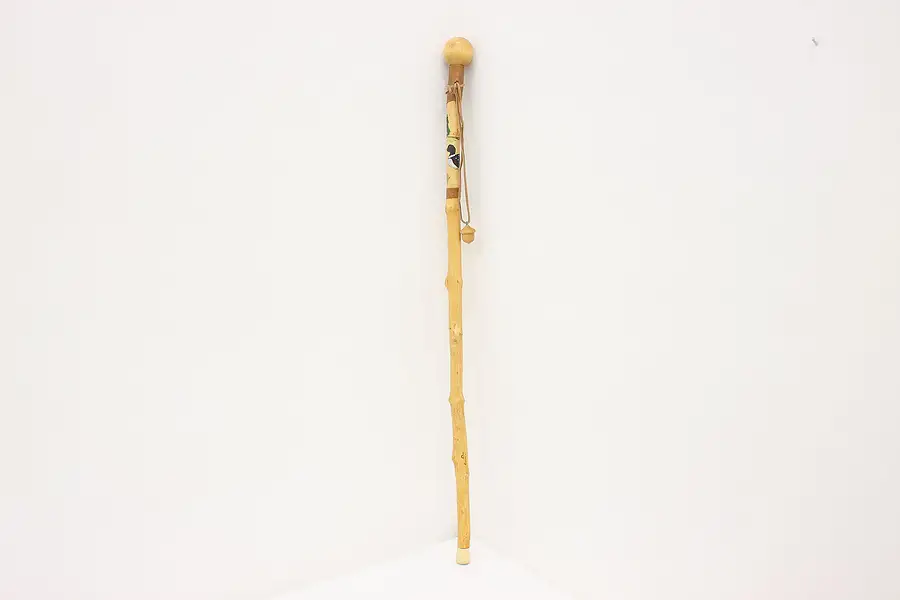 Main image of Farmhouse Vintage Oak & Pine Walking Stick or Cane, Loon, DJ