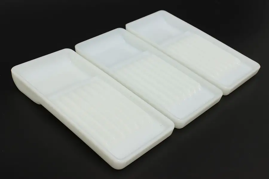 Main image of Set of 3 Antique Milk Glass Dental Artist Trays, Two Rivers