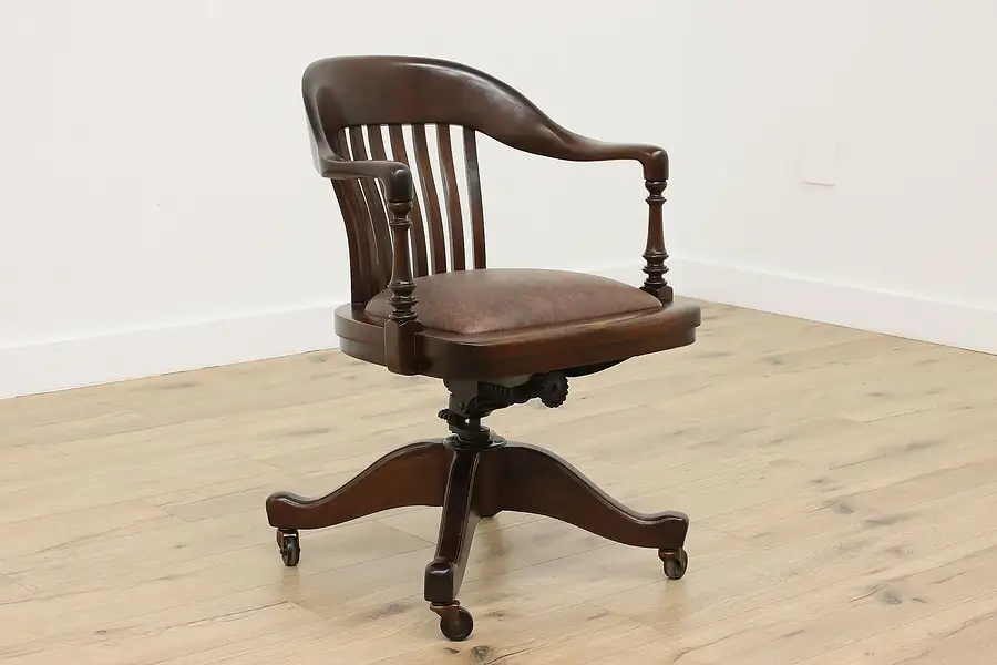 Main image of Traditional Antique Swivel Adjustable Office Chair, Colonial