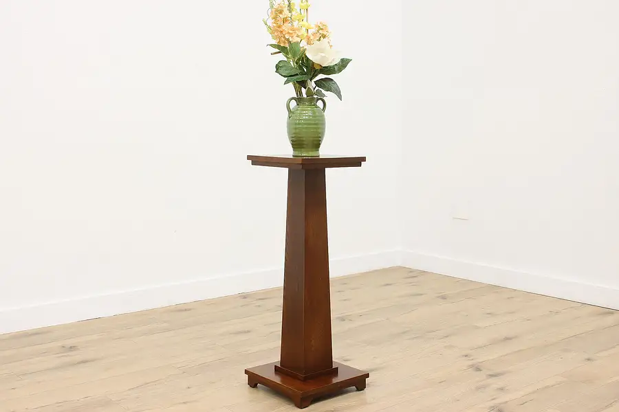 Main image of Arts & Crafts Antique Oak Plant or Sculpture Stand Muscoda