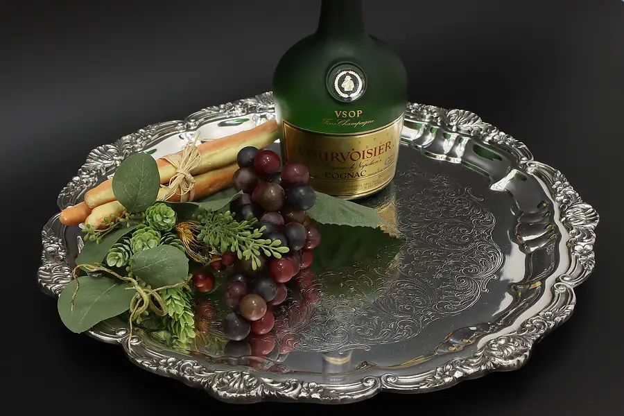 Main image of Victorian Antique Engraved Silverplate Platter or Tray Poole