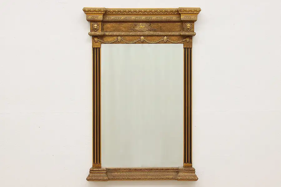 Main image of French Vintage Hall or Living Room Mirror, Lion Heads