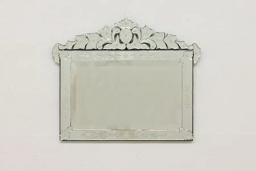 Main image of Italian Vintage Murano Venetian Etched Boudoir Wall Mirror