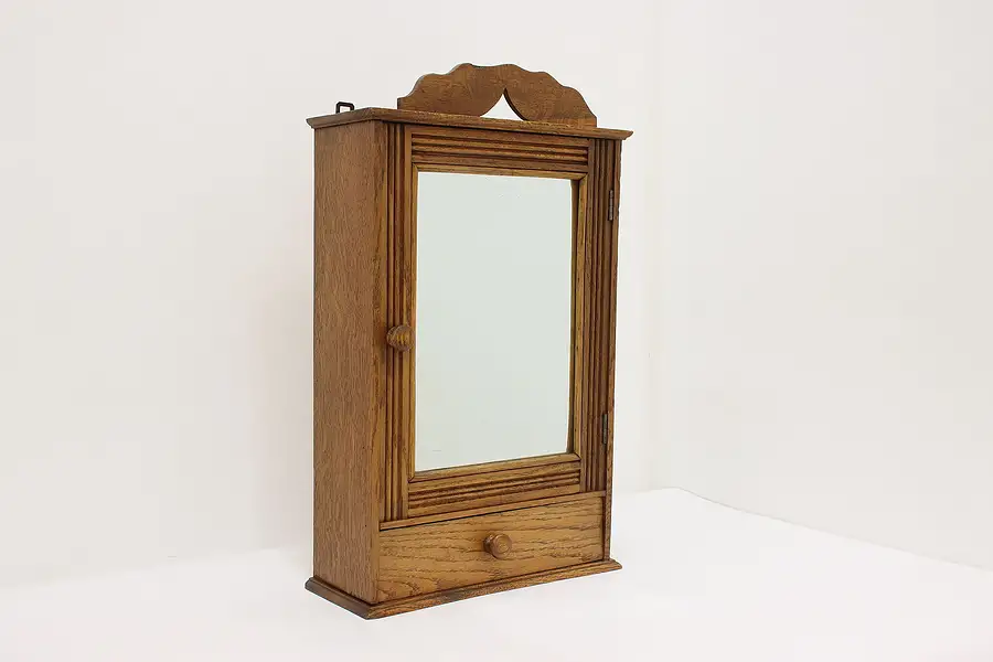 Main image of Arts & Crafts Antique Oak Medicine Bath Wall Cabinet, Mirror