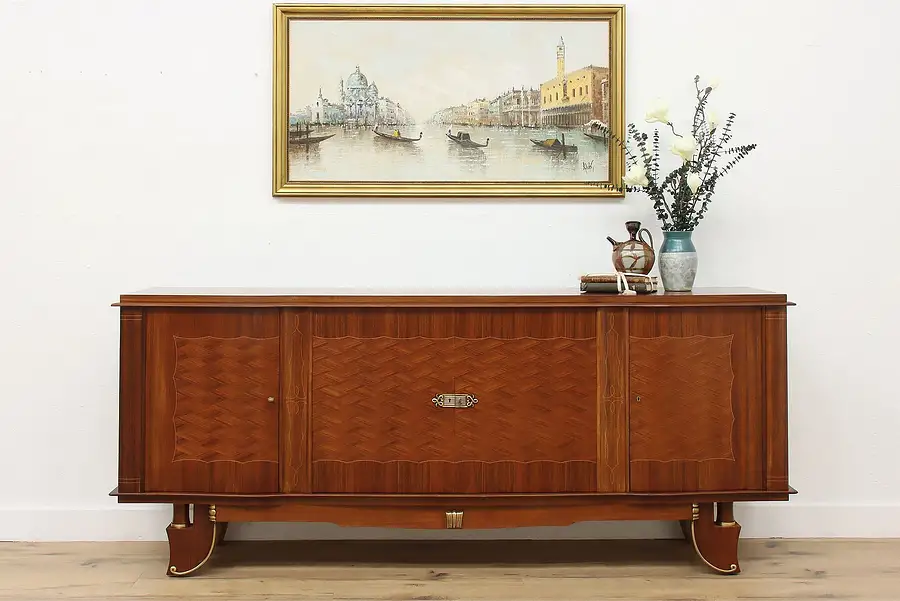 Main image of Art Deco Antique Rosewood & Mahogany Buffet Bar TV Console