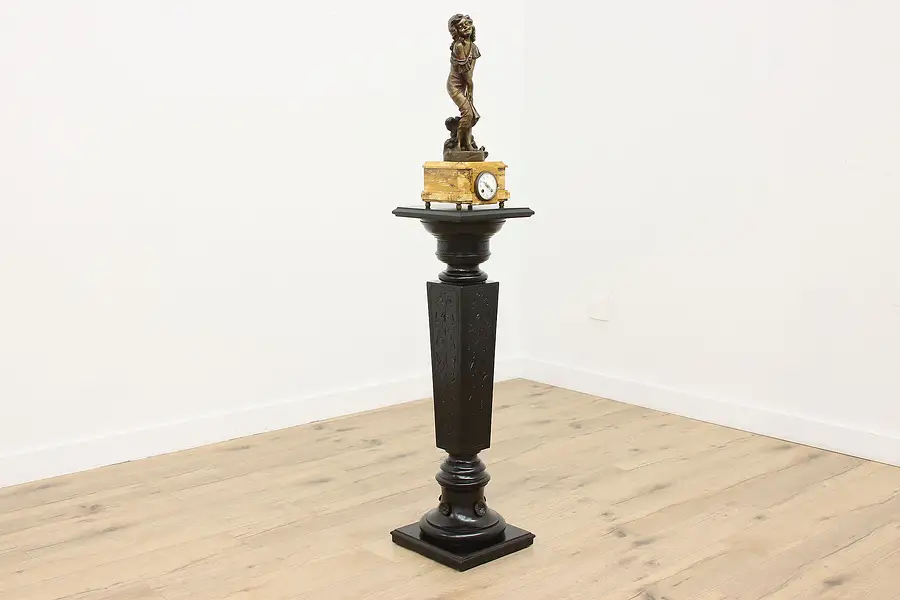 Main image of Victorian Antique Carved & Ebonized Cherry Statue Pedestal