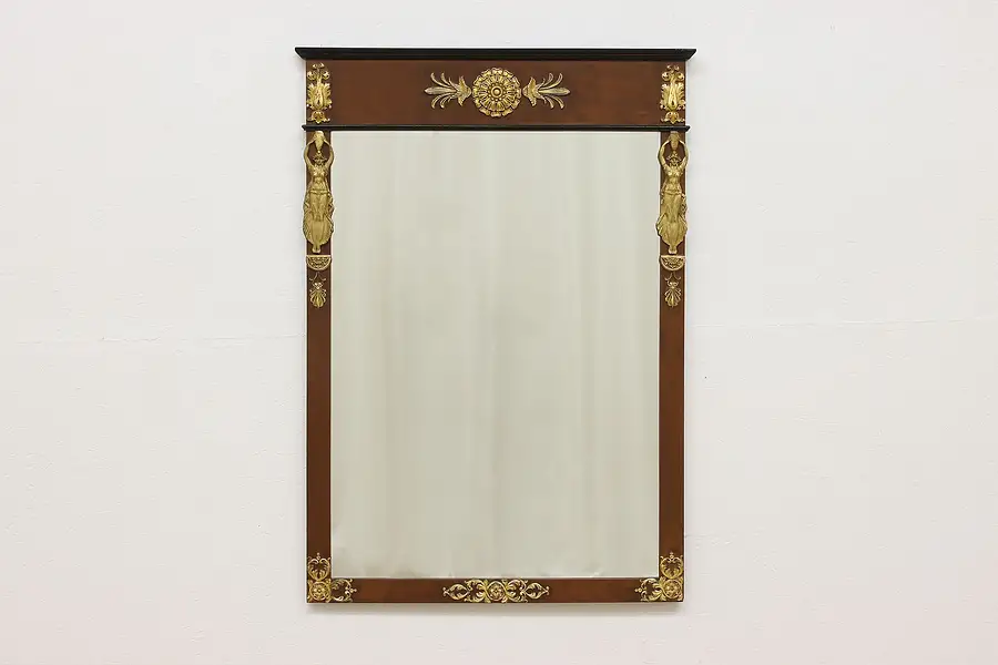 Main image of French Empire Vintage Carved Birch & Gilt Hall Entry Mirror