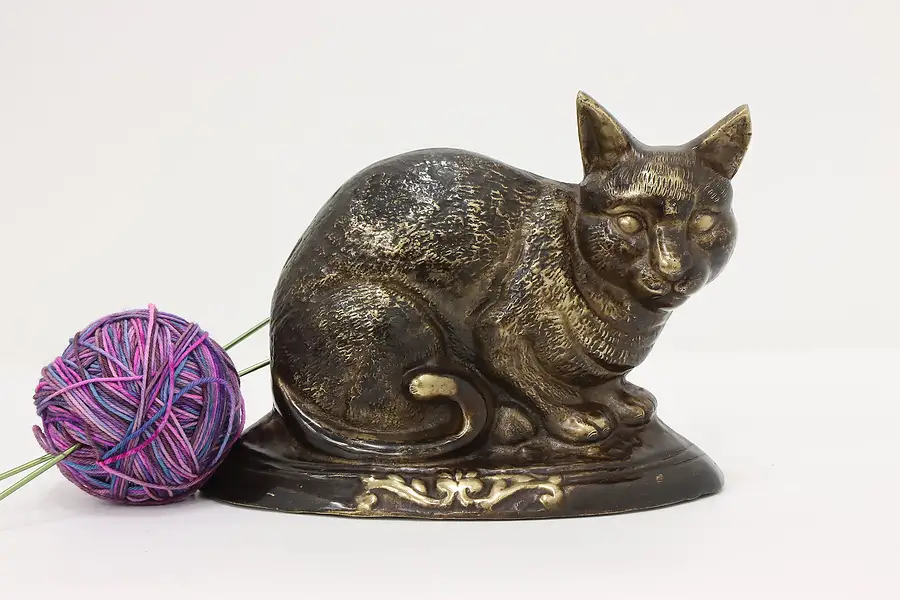 Main image of Farmhouse Antique Patinated Bronze Cat Door Stop