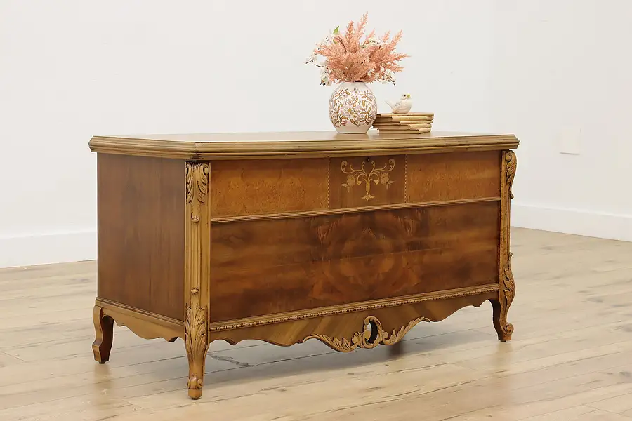 Main image of French Vintage Cedar Lined Blanket Chest Trunk Dillingham