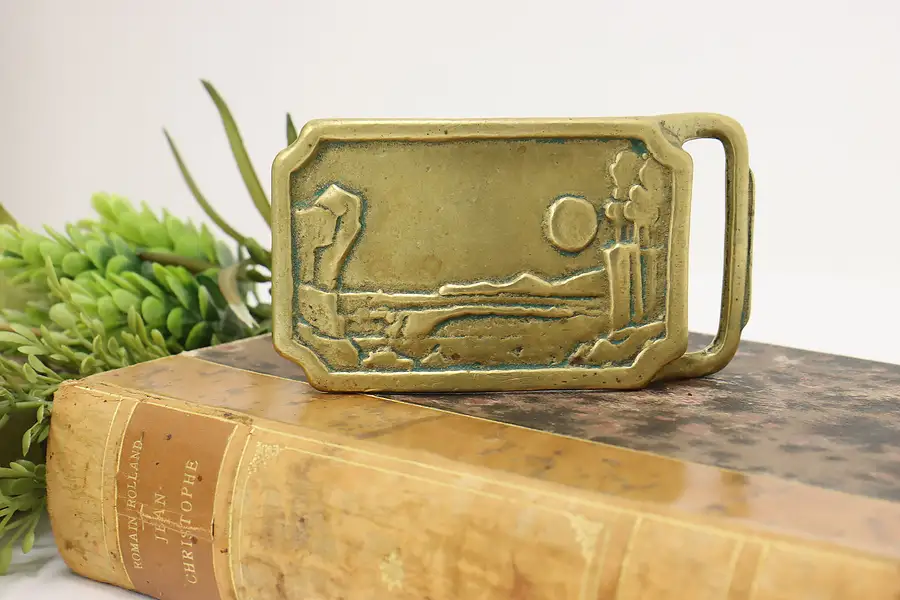Main image of Desert Scene Vintage Solid Brass Belt Buckle