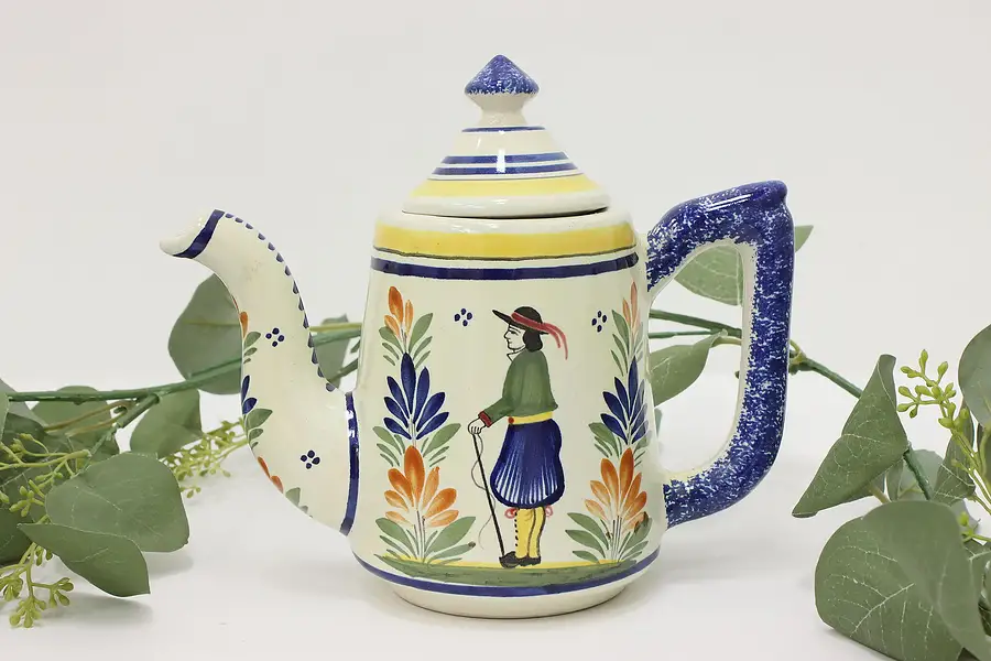 Main image of French Quimper Vintage Hand Painted Tea or Coffee Pot
