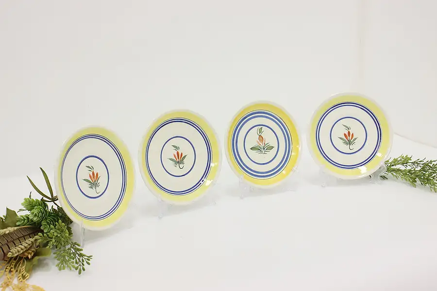 Main image of Set of 4 Quimper Vintage Hand Painted Dessert Plates