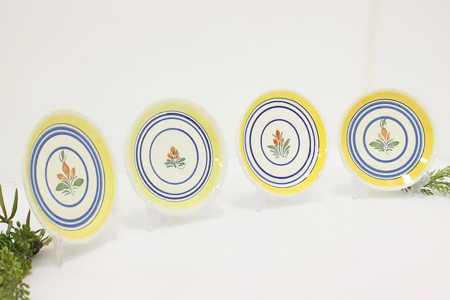 Main image of Set of 4 French Vintage Hand Painted Dessert Plates Quimper