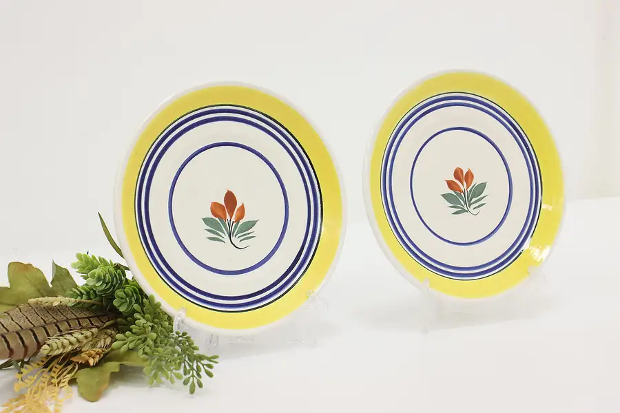 Main image of Pair of French Vintage Hand Painted Appetizer Plates Quimper