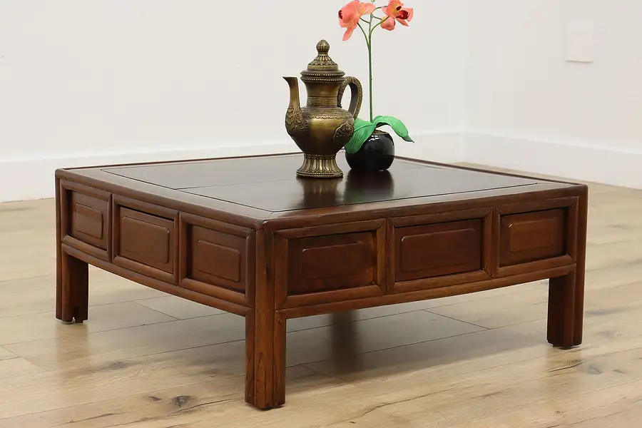 Main image of Chinese Antique Rosewood & Elm Coffee Table w/ Drawers
