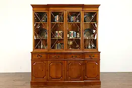 Farmhouse Pine Vintage Breakfront China Cabinet, Bookcase & Desk #39948