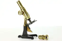 Industrial Victorian Antique Brass Laboratory Microscope, Glass Slide #39975