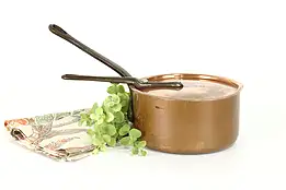 French Farmhouse Antique Solid Copper Pot with Lid, Cordon Bleu #39421