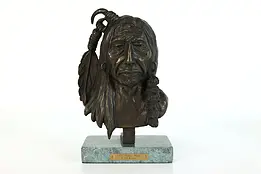 Native American Indian Head Chief Vintage Bronze Sculpture after Russell #39490