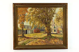 Farmhouse in Sunlight Vintage Original Oil Painting 35.5" #39493