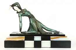 Art Deco French Bronze Sculpture of Dancer with Skirt Onyx Base, Chiparus #39496