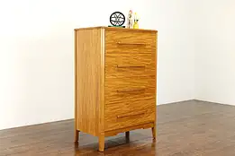 Midcentury Modern 1950 Vintage Satinwood Highboy Chest or Dresser #39911