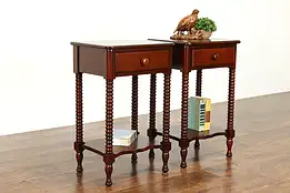 Pair of Sheraton Vintage Cherry Nightstands, End or Lamp Tables #39231