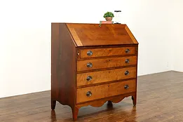 Federal Antique 1825 Drop Front Secretary Desk, Cherry & Tiger Maple #39168