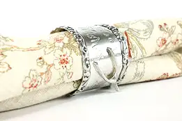 Victorian Antique Silverplate Napkin Ring, Engraved Good Wishes #39213