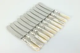 Set of 11 Antique Silverplate & Pearl Handle Butter or Cheese Knives #39810