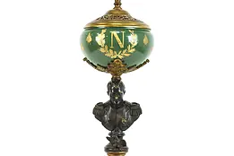 Napoleon Bronze Bust Antique Oil Lamp, Bee Motif, Electrified #39813