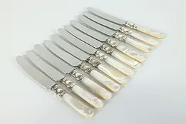 Set of 11 Antique Silverplate Pearl Handle Luncheon or Dinner Knives #39815