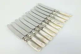 Set of 11 Antique Silverplate Pearl Handle Luncheon or Dinner Knives #39815