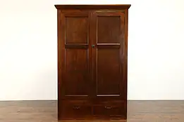 Farmhouse Antique Birch Country Armoire, Closet or Wardrobe #39831