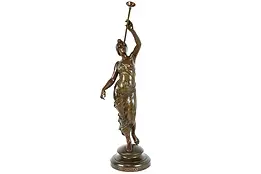 Art Nouveau Antique Patinated Sculpture, Aurora Dawn Goddess #39303