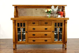 Arts & Crafts Antique Oak Craftsman Sideboard Server or Buffet, Mirror #39325