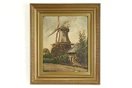 Varel Mill Antique German Original Oil Painting, Vogt 15.5" #39385