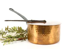 Farmhouse Vintage French Solid Copper Pot or Kettle with Flat Lid #39394