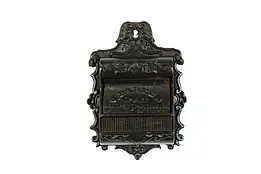 Victorian Antique Cast Iron Wall Hanging Match Holder, C. Parker 1870 #39601