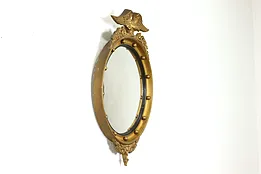 Federal Style Antique Convex Glass Gold Wall Mirror with Eagle #39643