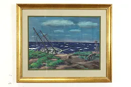 Rum Runner, Vintage Nautical Original Watercolor Painting, Sinclair 24.5" #39684