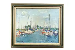 Belmont Harbor Chicago Vintage Original Oil Painting, 1982 Cooper 37" #39685