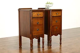 Pair of Traditional Antique Walnut Nightstands, End or Lamp Tables Joerns #39690