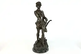 Art Nouveau Antique Man & Plow Statue on Marble Base after Moreau #39793