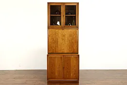 Midcentury Modern Vintage Stacking Wall Cabinet, Drop Front Bar or Desk #39798