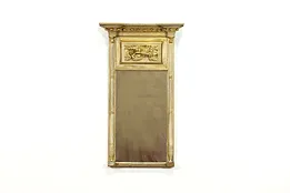 Federal Empire Antique 1820s Gold Leaf Mirror, Cornucopia Horn of Plenty #39091